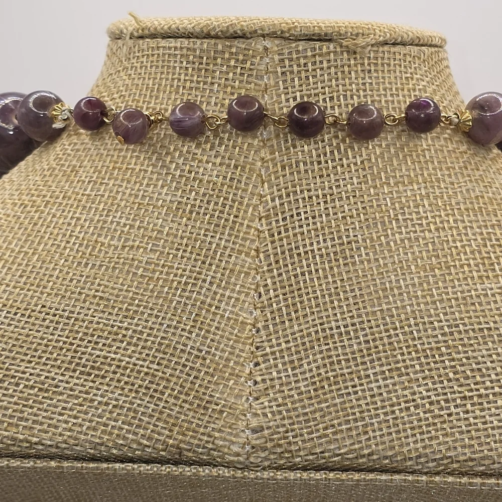 Hong Kong Marbled Purple Chunky Acrylic Necklace
